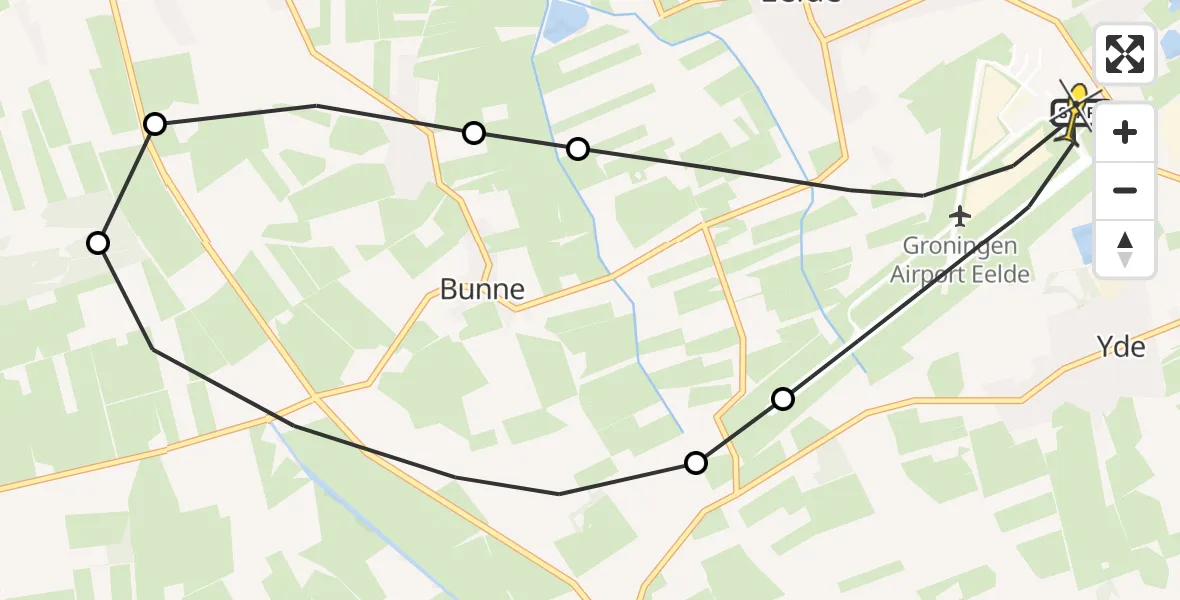 Routekaart van de vlucht: Lifeliner 4 naar Groningen Airport Eelde, Veldkampweg