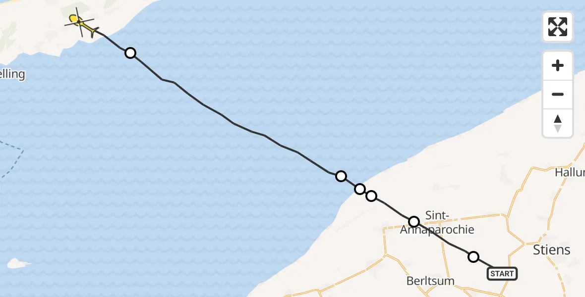 Routekaart van de vlucht: Ambulanceheli naar Formerum, Hamerenweg