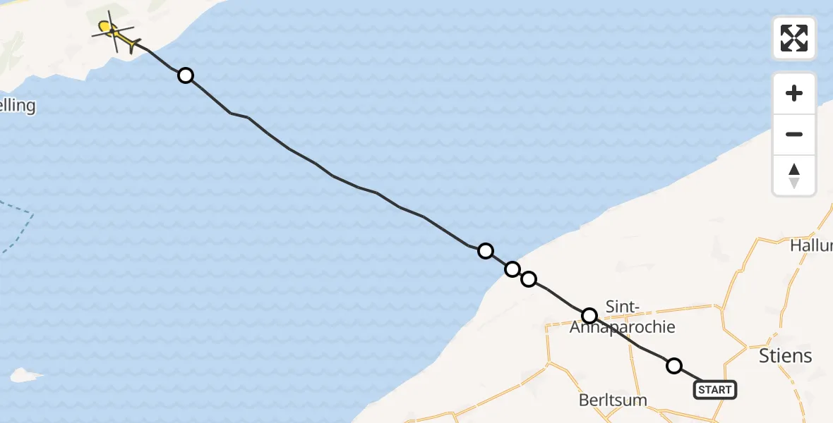 Routekaart van de vlucht: Ambulancehelikopter naar Formerum, Hamerenweg