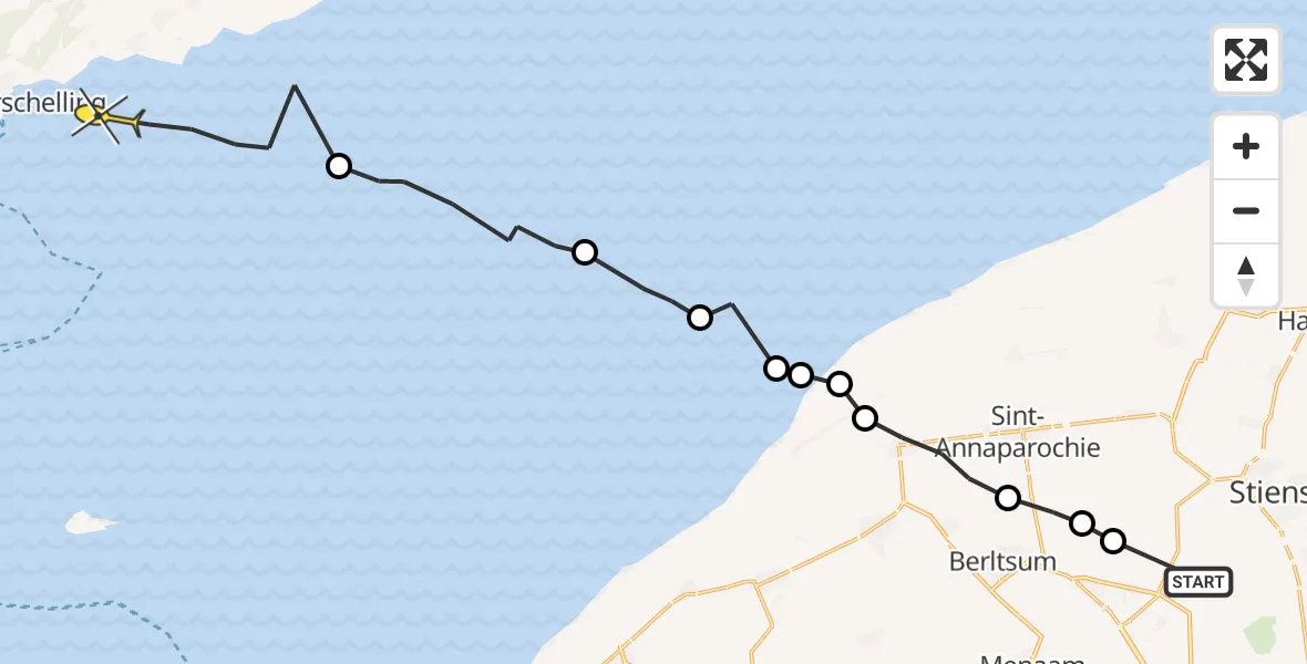 Routekaart van de vlucht: Ambulanceheli naar Formerum, Hamerenweg