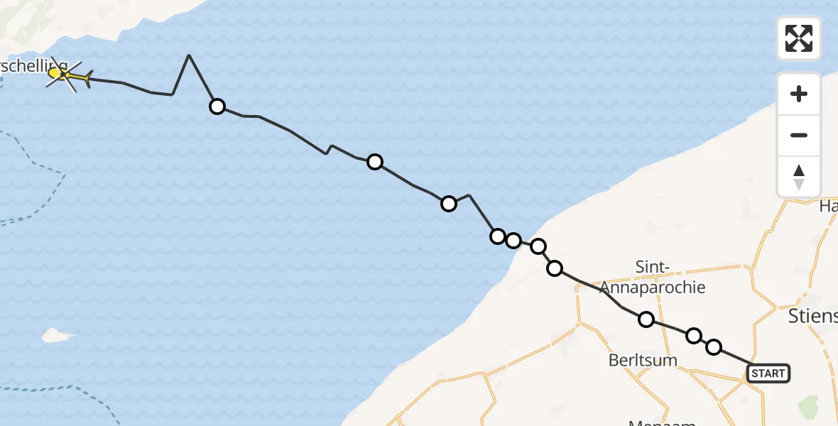 Routekaart van de vlucht: Ambulancehelikopter naar Formerum, Hamerenweg
