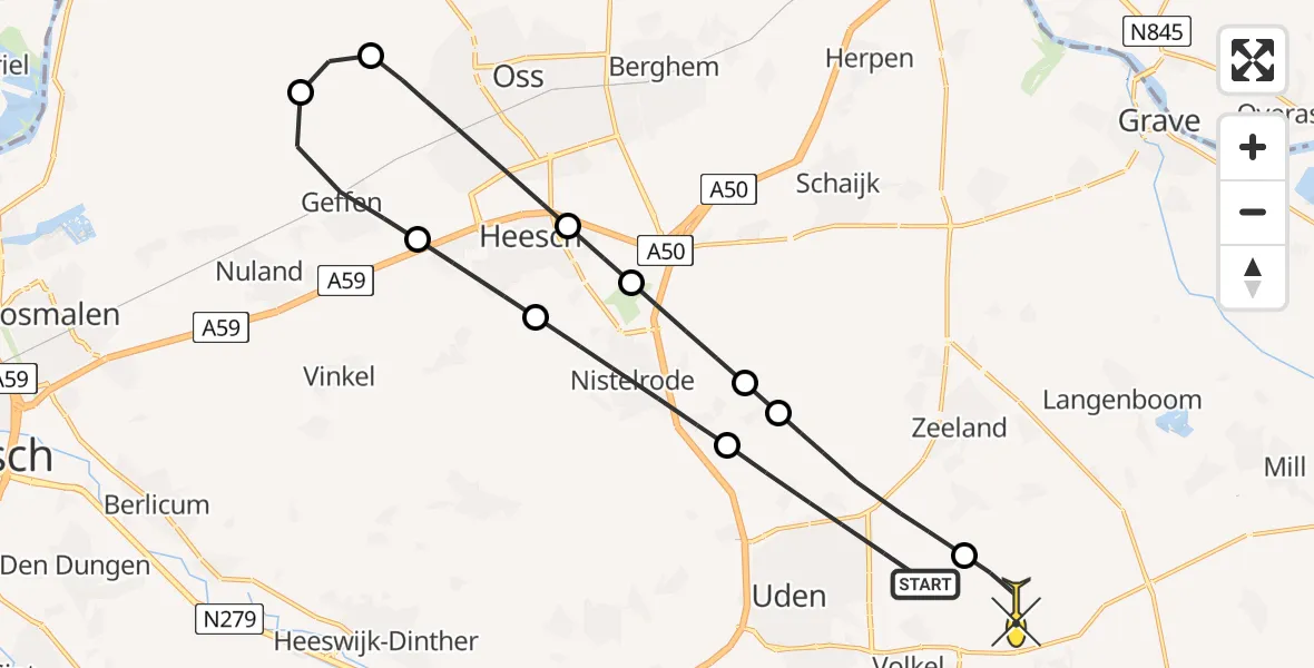 Routekaart van de vlucht: Lifeliner 3 naar Vliegbasis Volkel, Vluchtoordweg