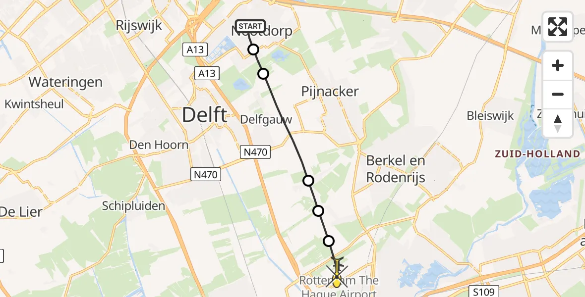 Routekaart van de vlucht: Lifeliner 2 naar Rotterdam The Hague Airport, Kamvaren