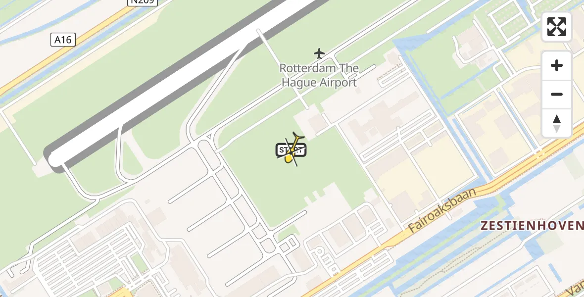 Routekaart van de vlucht: Lifeliner 2 naar Rotterdam The Hague Airport, Brandenburgbaan