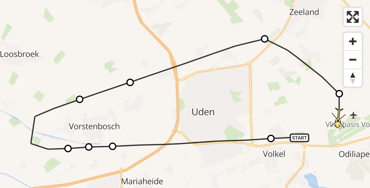 Routekaart van de vlucht: Lifeliner 3 naar Vliegbasis Volkel, Linie