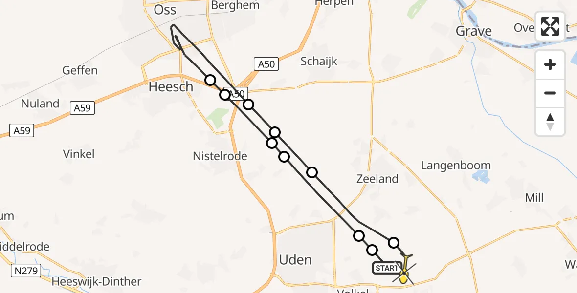 Routekaart van de vlucht: Lifeliner 3 naar Vliegbasis Volkel, Jagersveld