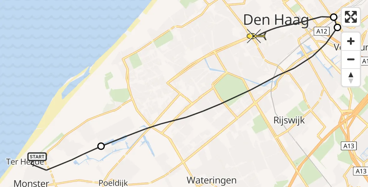 Routekaart van de vlucht: Lifeliner 2 naar Den Haag, Beuckelaar