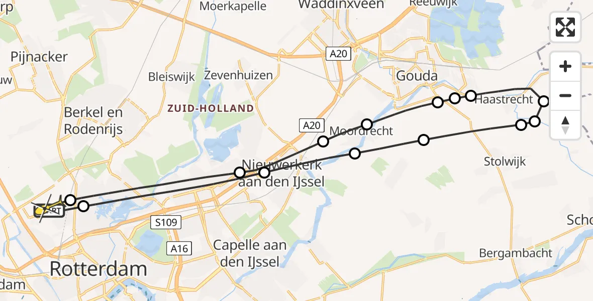 Routekaart van de vlucht: Lifeliner 2 naar Rotterdam The Hague Airport, Krabbestraat