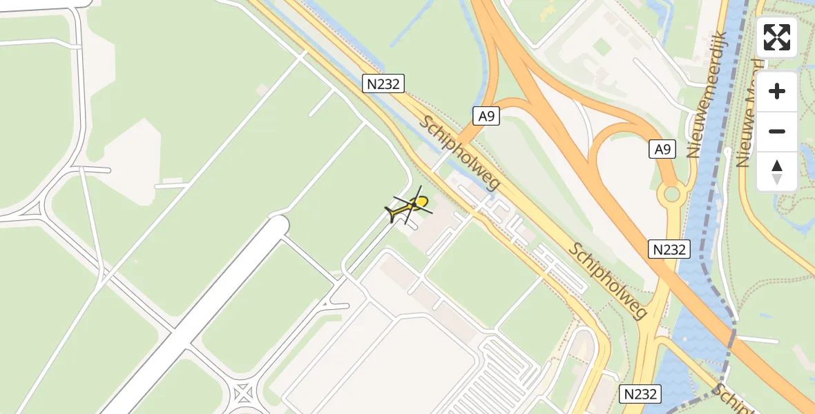 Vluchtroute Politiehelikopter van Schiphol naar Schiphol