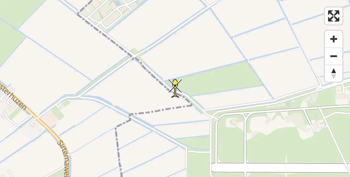 Vluchtroute Ambulancehelikopter van Leeuwarden naar Leeuwarden