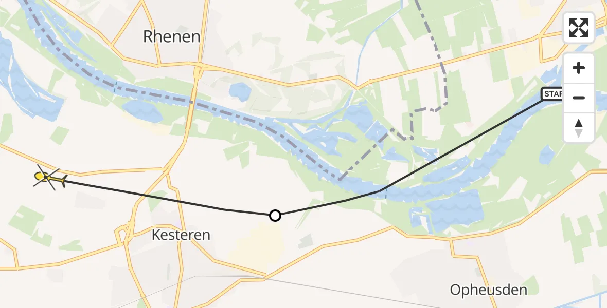 Routekaart van de vlucht: Politieheli naar Lienden, Veerweg
