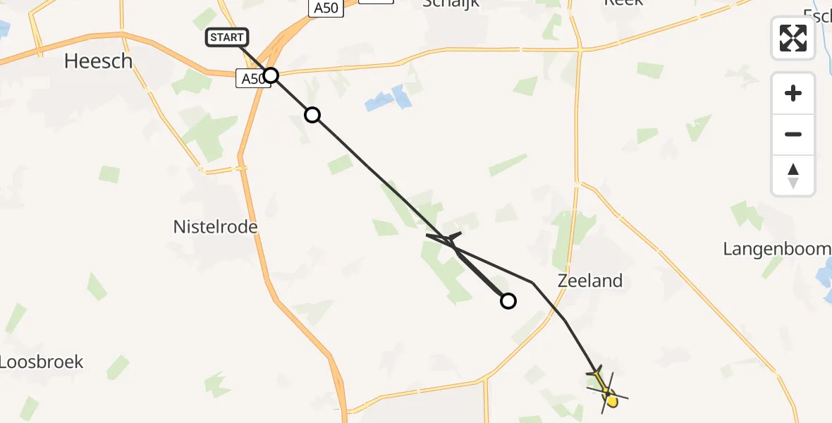 Routekaart van de vlucht: Politieheli naar Zeeland, Rijksweg