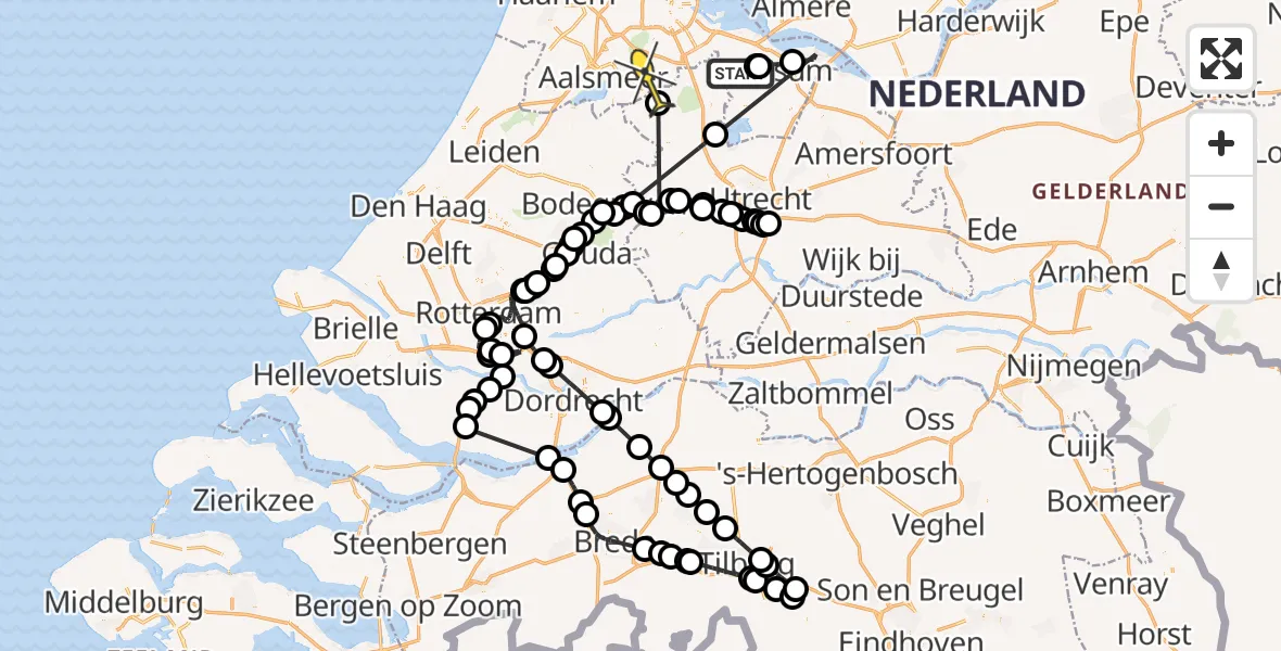 Routekaart van de vlucht: Politieheli naar Amstelveen, Melkmeent