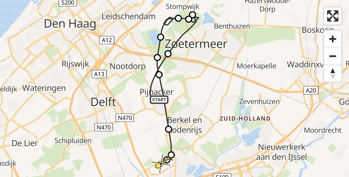 Routekaart van de vlucht: Lifeliner 2 naar Rotterdam The Hague Airport, Nootdorpseweg