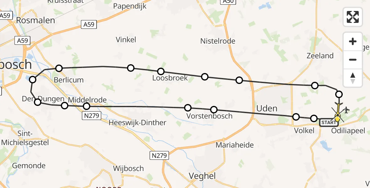 Routekaart van de vlucht: Lifeliner 3 naar Vliegbasis Volkel, Venstraat