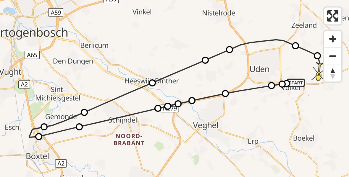 Routekaart van de vlucht: Lifeliner 3 naar Vliegbasis Volkel, Rondweg Volkel