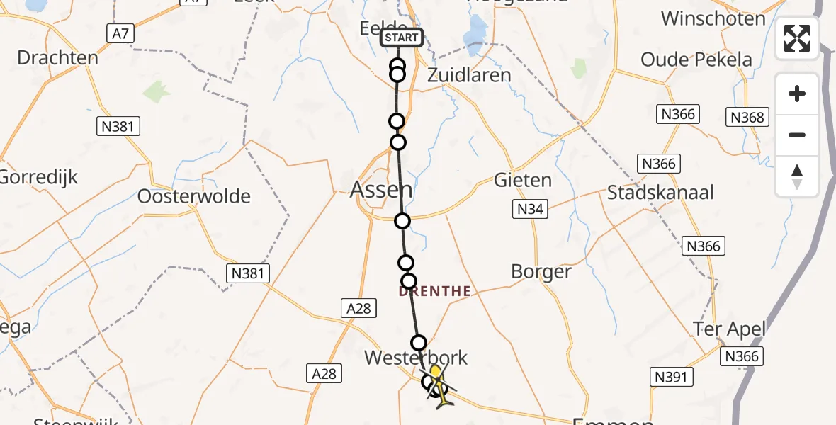 Routekaart van de vlucht: Lifeliner 4 naar Witteveen, Breukenweg