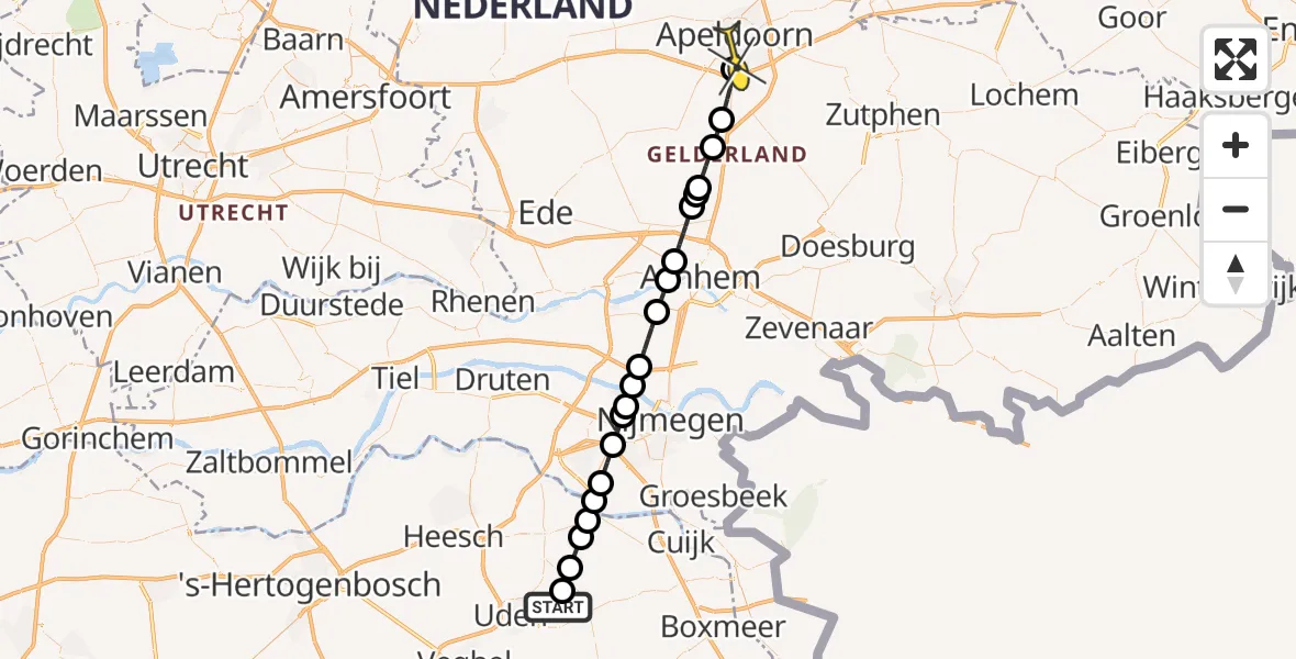 Routekaart van de vlucht: Lifeliner 3 naar Apeldoorn, Trentsedijk