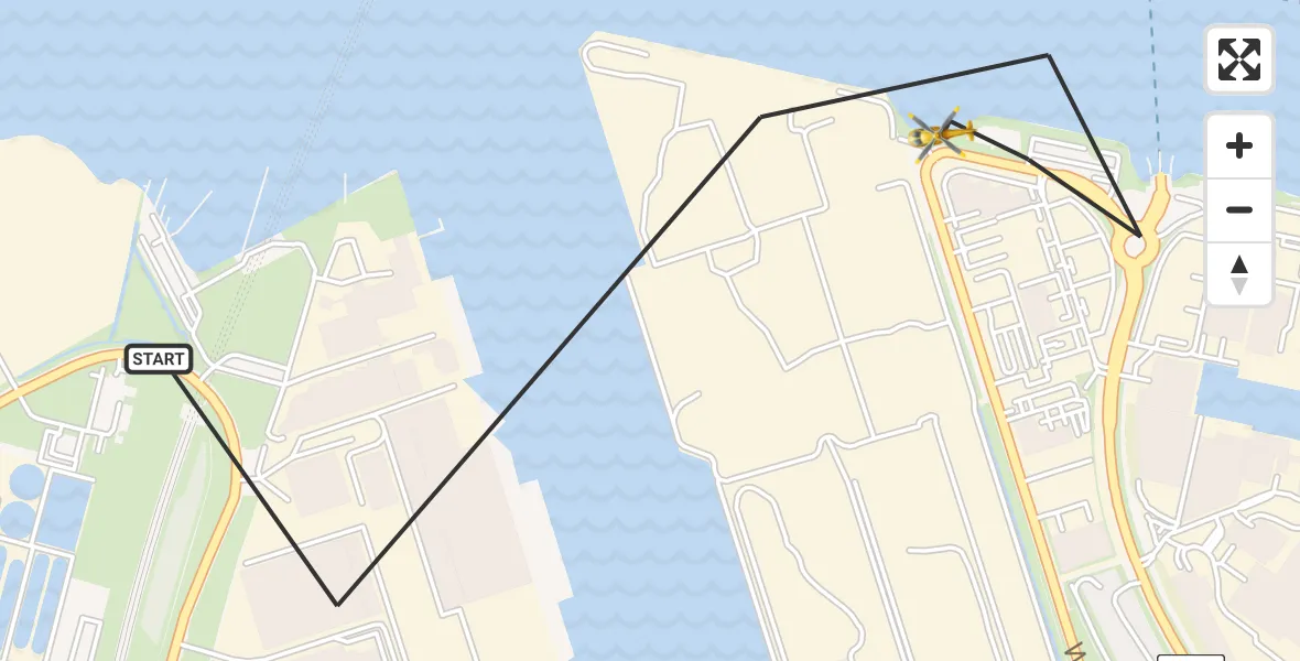 Vluchtroute Traumahelikopter van Amsterdam Heliport naar Amsterdam Heliport