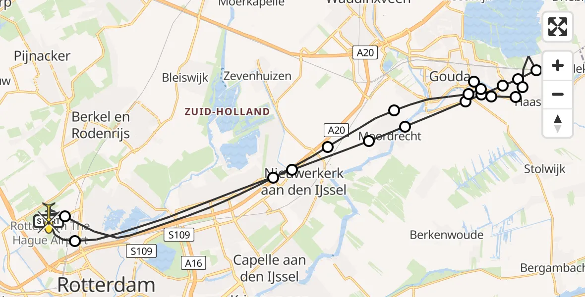 Routekaart van de vlucht: Lifeliner 2 naar Rotterdam The Hague Airport, Buys Ballotlaan