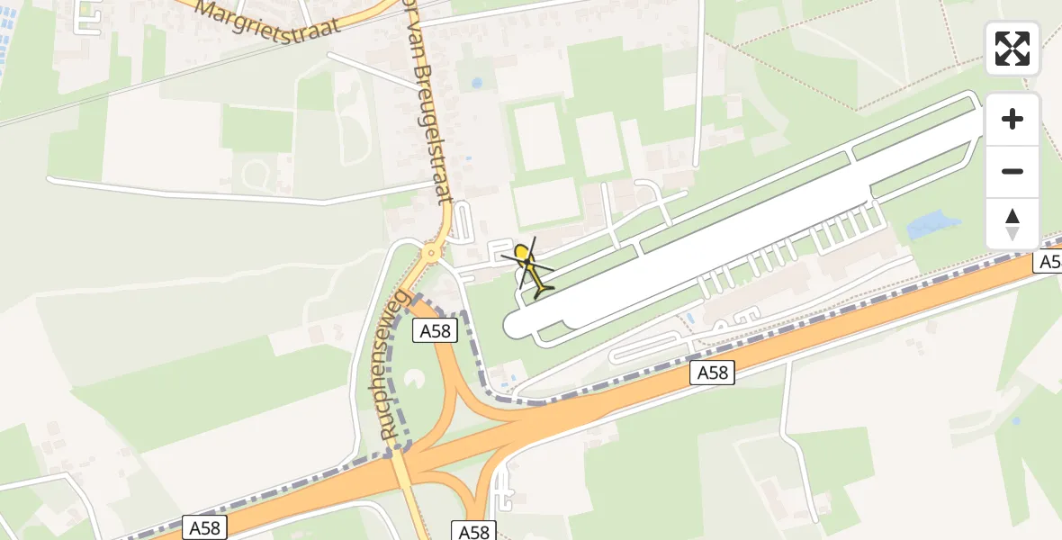 Routekaart van de vlucht: Politiehelikopter naar Breda International Airport