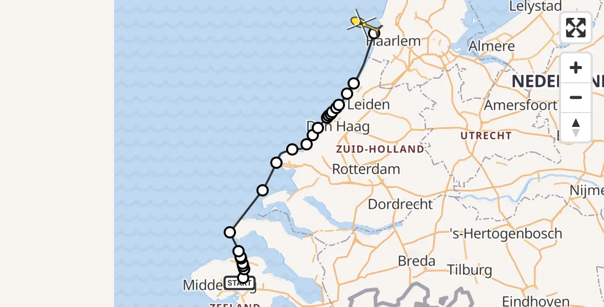 Routekaart van de vlucht: Politieheli naar Pietweg