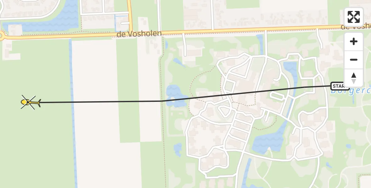 Routekaart van de vlucht: Traumaheli naar Sappemeer, de Vosholen