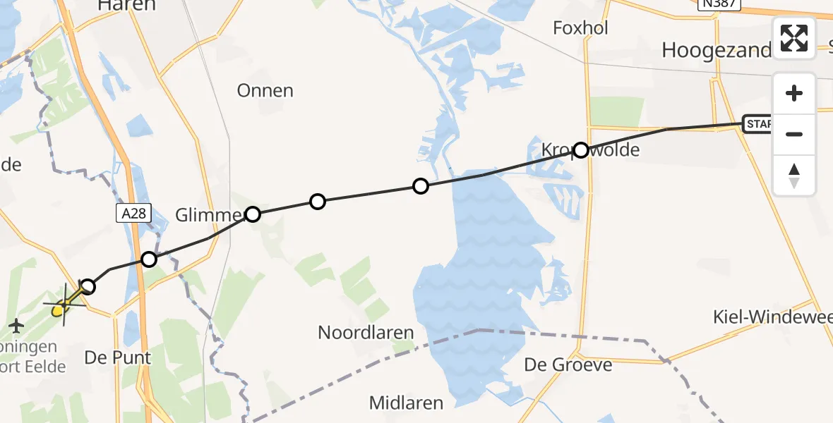 Routekaart van de vlucht: Lifeliner 4 naar Groningen Airport Eelde, Melkweg