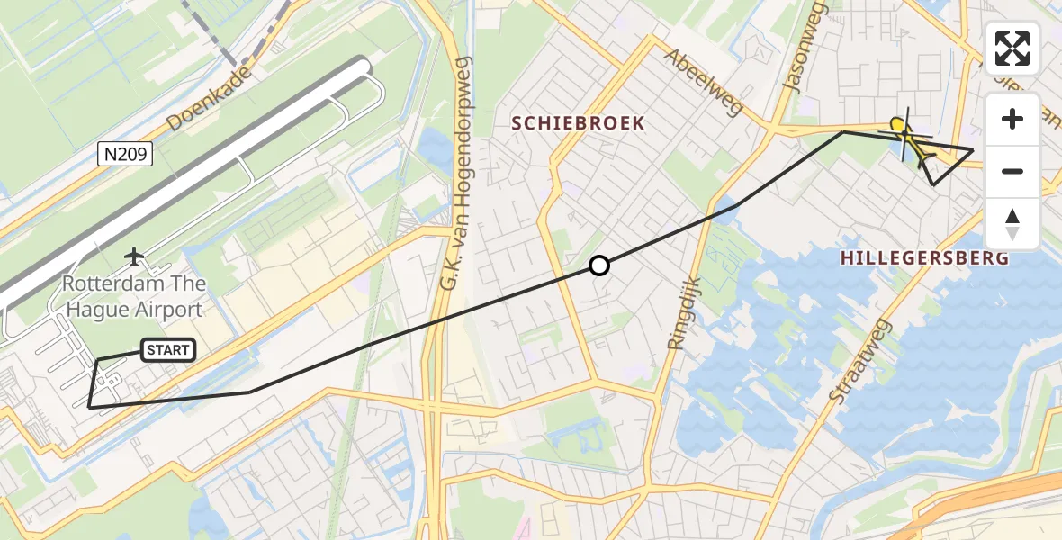 Routekaart van de vlucht: Lifeliner 2 naar Rotterdam, Van den Hoonaardpad