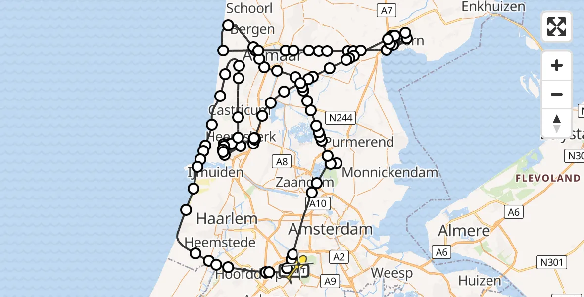 Routekaart van de vlucht: Politieheli naar Schiphol, Loevesteinse Randweg