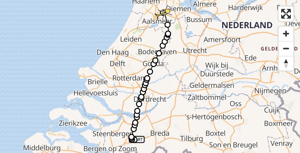 Routekaart van de vlucht: Politieheli naar Schiphol, Thermiekstraat