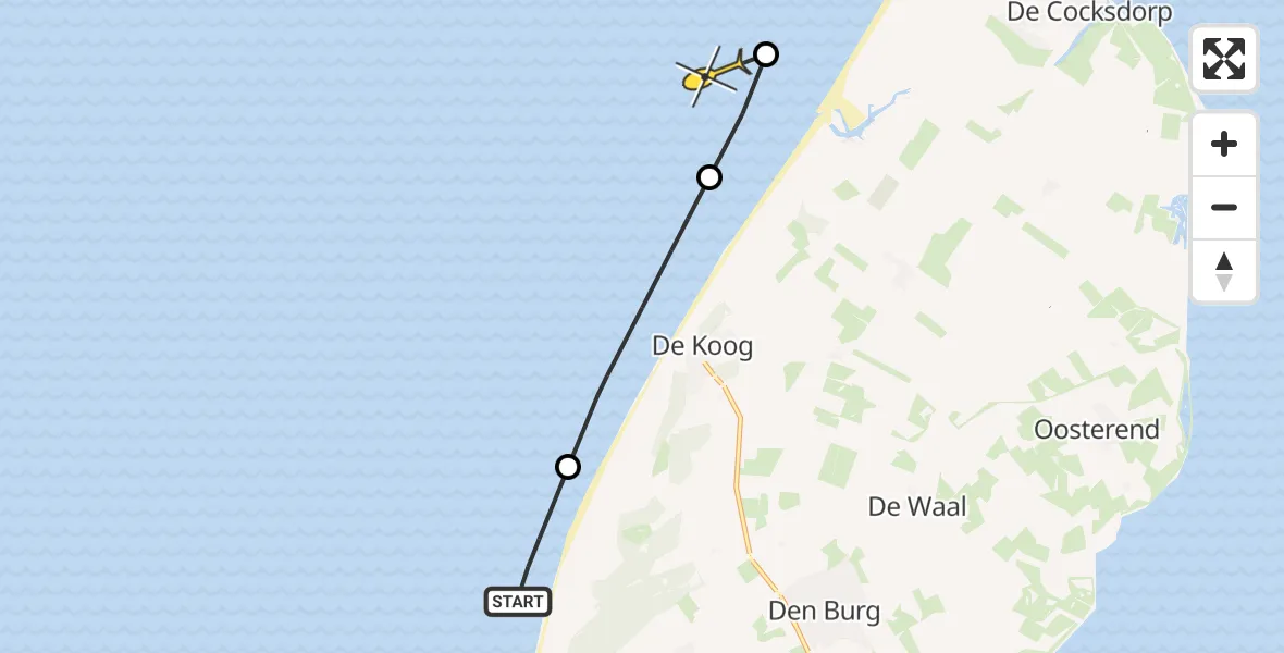 Routekaart van de vlucht: Politieheli naar Westerslag