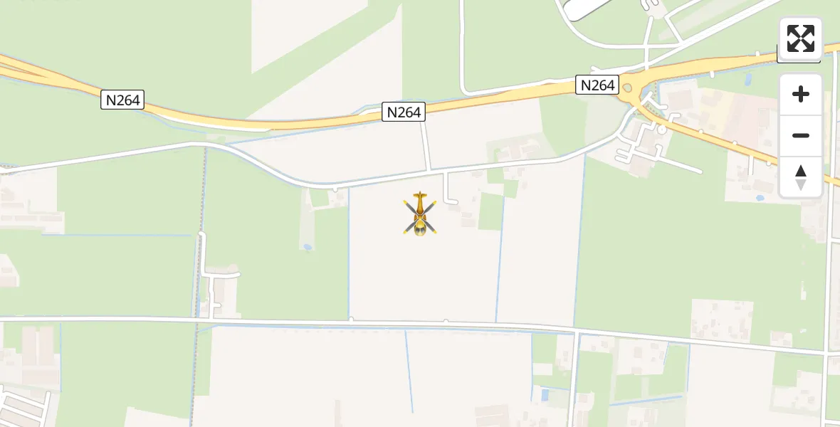 Vluchtroute Traumahelikopter van Vliegbasis Volkel naar Vliegbasis Volkel