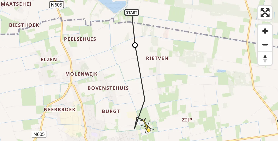 Routekaart van de vlucht: Lifeliner 3 naar Boekel, Waterdelweg