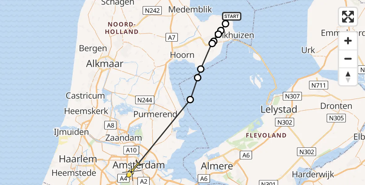 Routekaart van de vlucht: Politieheli naar Amsterdam, Kapelsloot