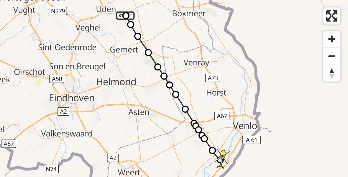 Routekaart van de vlucht: Lifeliner 3 naar Reuver, Nachtegaallaan