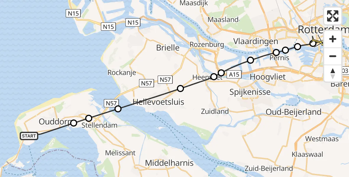 Routekaart van de vlucht: Lifeliner 2 naar Erasmus MC, Blomweg