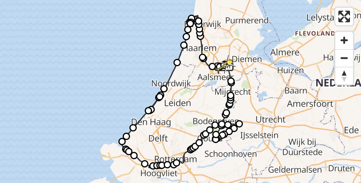 Routekaart van de vlucht: Politieheli naar Schiphol, Loevesteinse Randweg