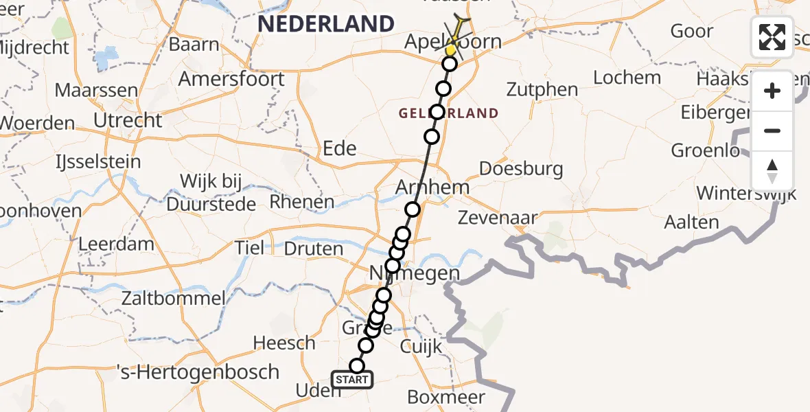 Routekaart van de vlucht: Lifeliner 3 naar Apeldoorn, Gasthuisstraat