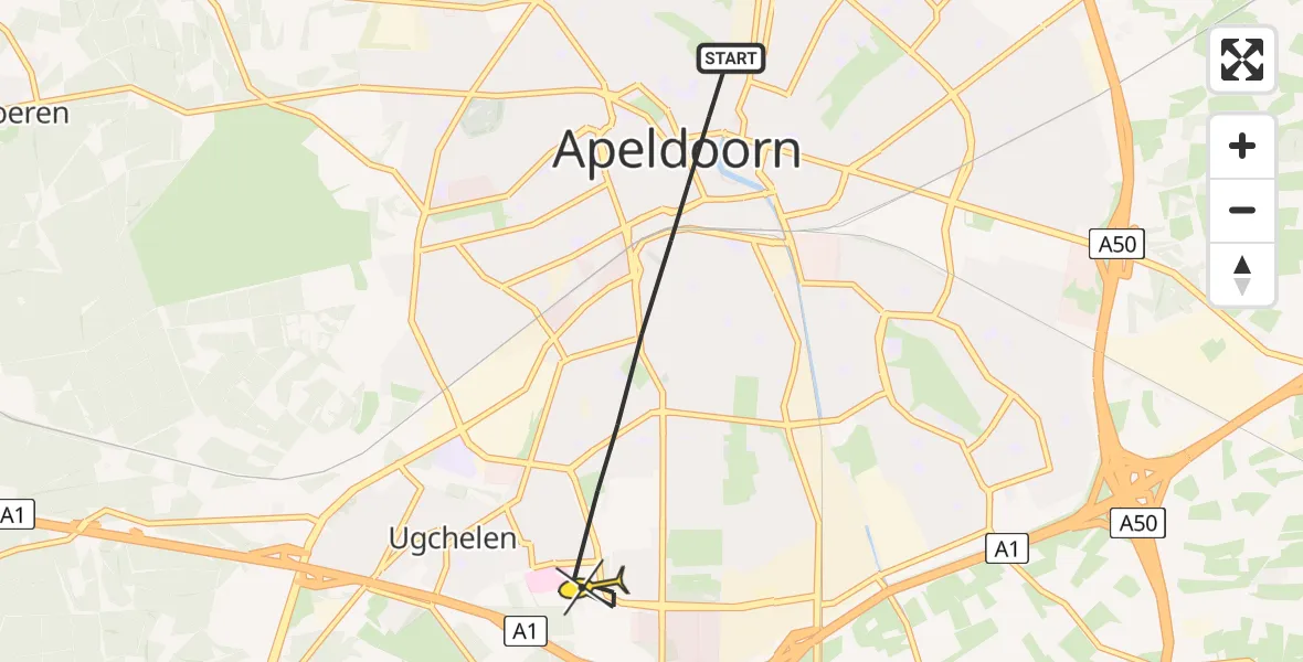 Routekaart van de vlucht: Lifeliner 3 naar Apeldoorn, Kanaalstraat