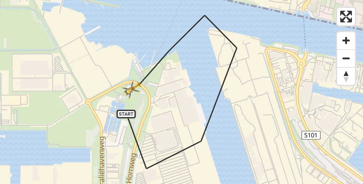 Routekaart van de vlucht: Lifeliner 1 naar Amsterdam Heliport, Lipariweg
