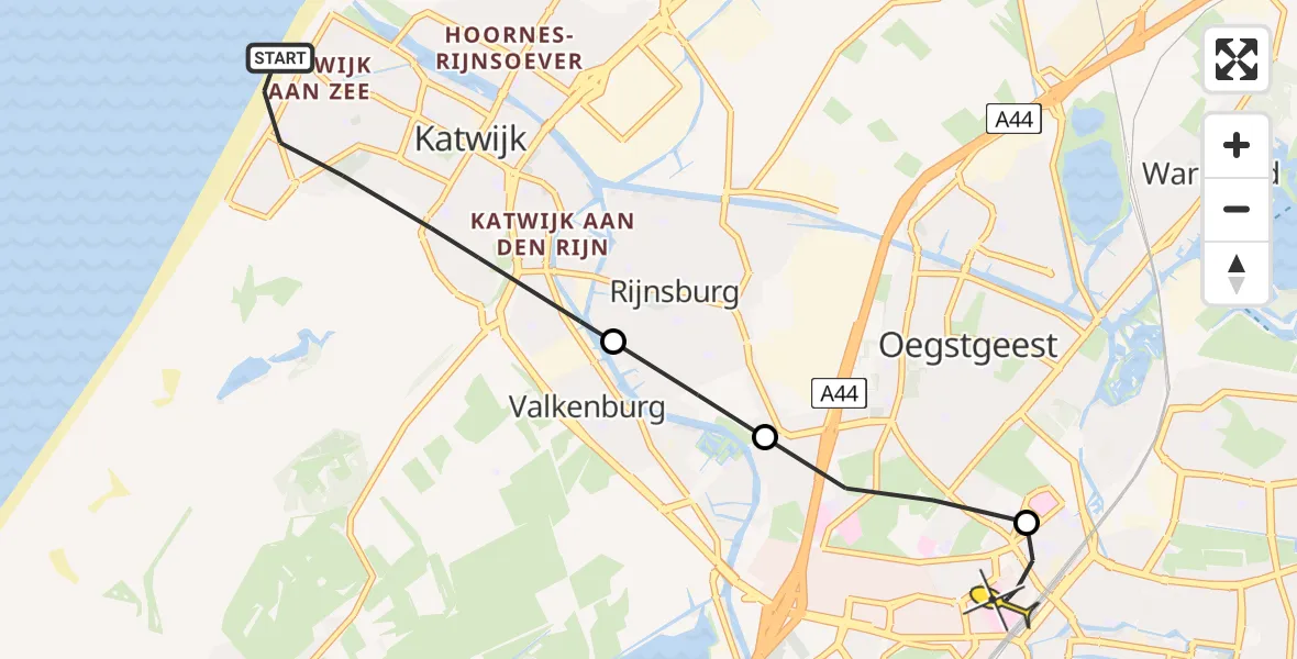 Routekaart van de vlucht: Lifeliner 2 naar Leiden, Nachtegaallaan