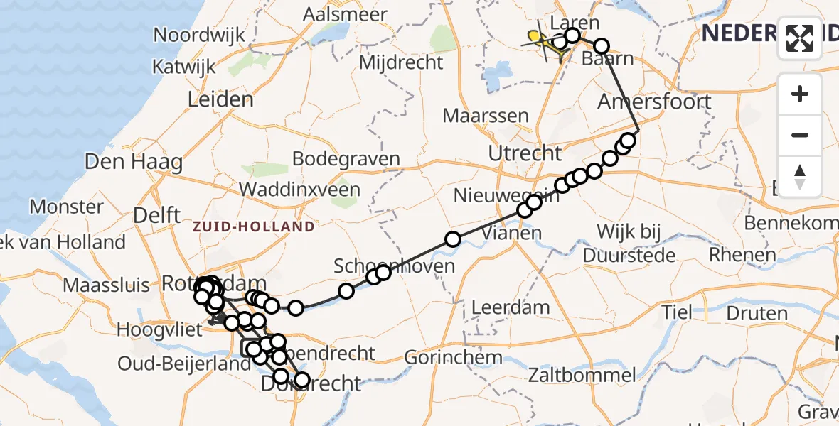 Routekaart van de vlucht: Politieheli naar Hilversum, Rijksstraatweg