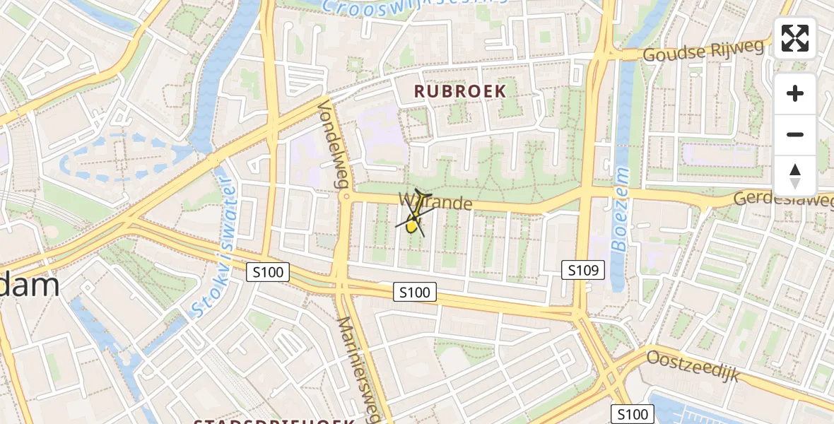 Routekaart van de vlucht: Lifeliner 1 naar Rotterdam