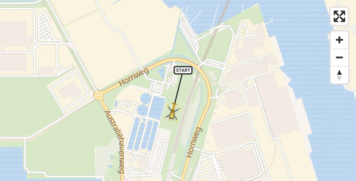 Vluchtroute Traumahelikopter van Amsterdam Heliport naar Amsterdam Heliport