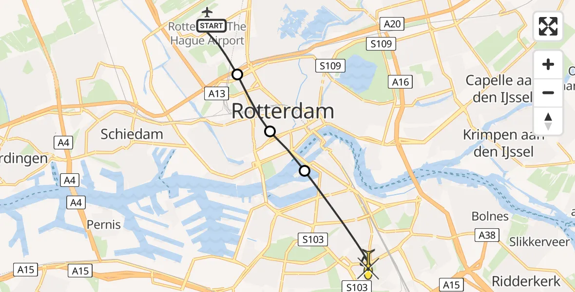 Routekaart van de vlucht: Lifeliner 2 naar Rotterdam, Van Leeuwenhoekhof