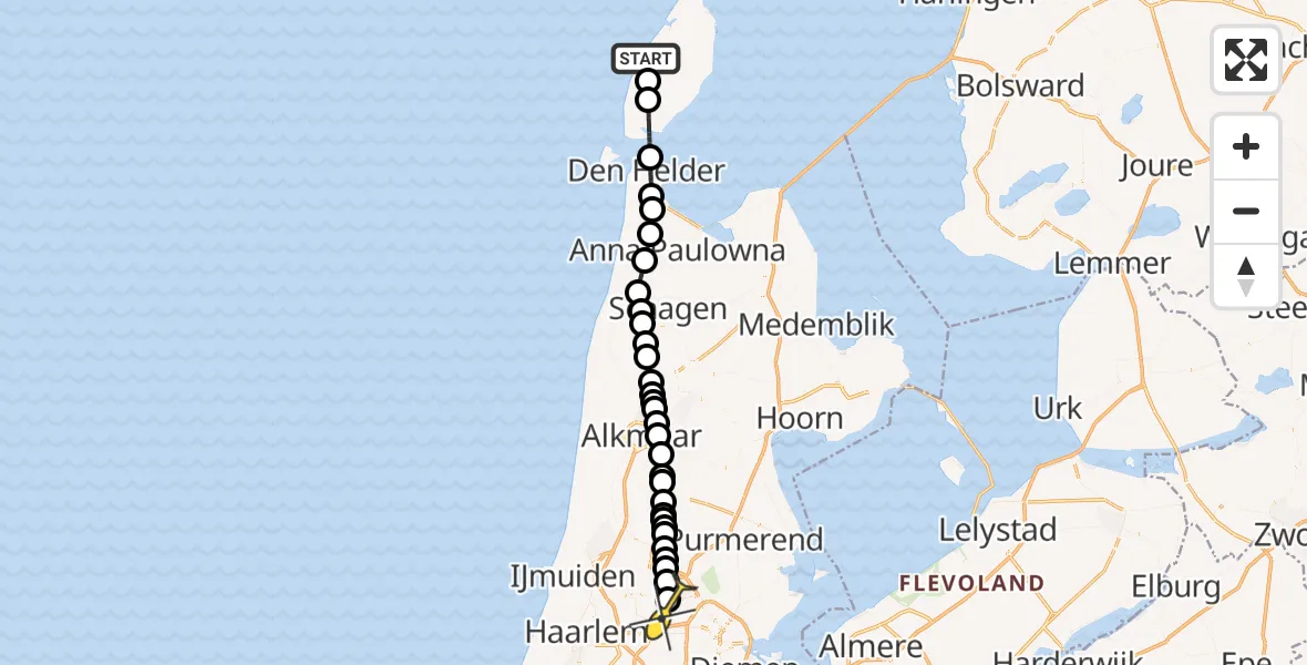 Routekaart van de vlucht: Lifeliner 1 naar Amsterdam Heliport, Bosrandweg