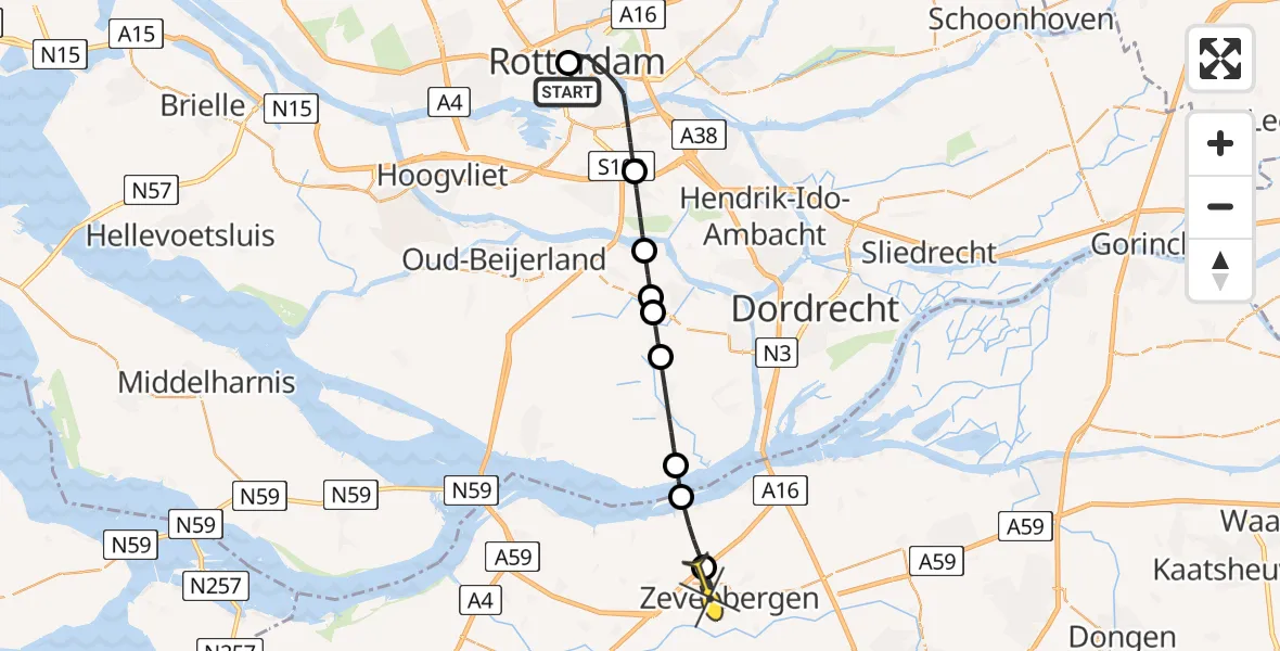 Routekaart van de vlucht: Lifeliner 2 naar Zevenbergen, Stationsplein