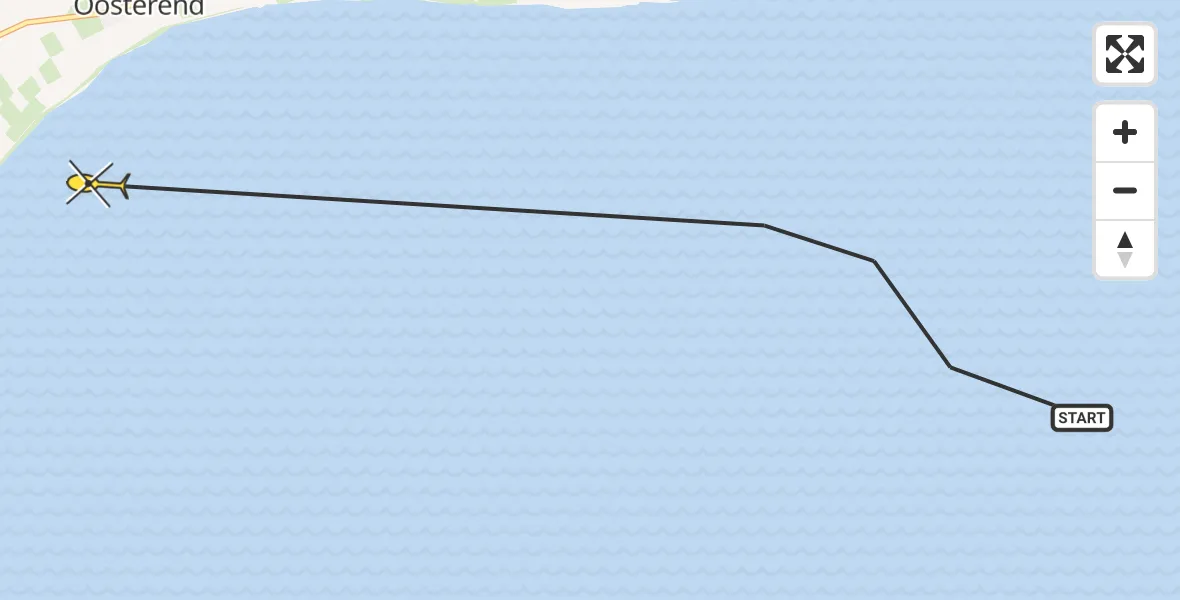 Routekaart van de vlucht: Ambulanceheli naar Oosterend, Lancasterdijk