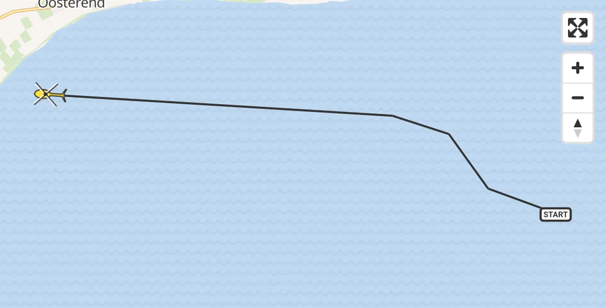 Routekaart van de vlucht: Ambulancehelikopter naar Oosterend, Lancasterdijk
